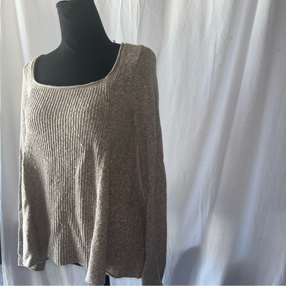 Free People Tan Ribbed Scoop Neck Sweater - Picture 2 of 8
